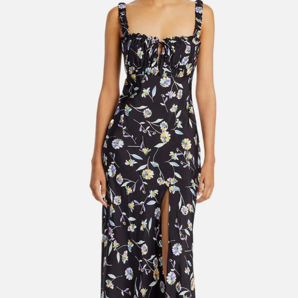 NICHOLAS Nina floral-print satin maxi dress
